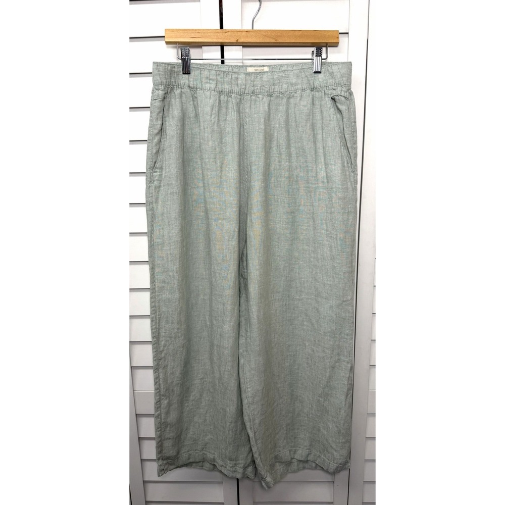 Cynthia Rowley 100% Linen Wide Leg Pull On Crop Pants Coastal Women's Size XL